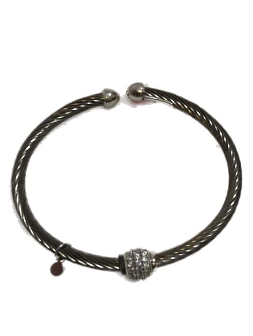 Nomination Sterling Silver Twisted Cable Cuff Bracelet with Crystal Bead